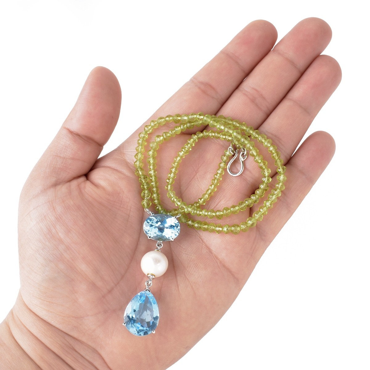 Topaz, Pearl, Peridot and 14K Necklace