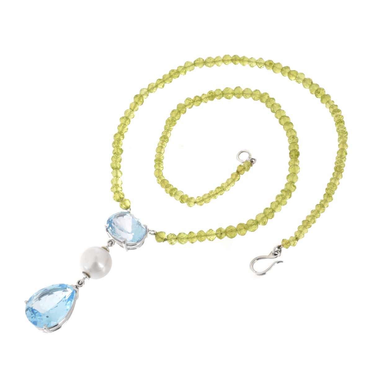 Topaz, Pearl, Peridot and 14K Necklace