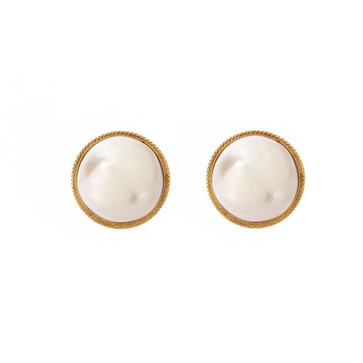 Pearl and 14K Earrings