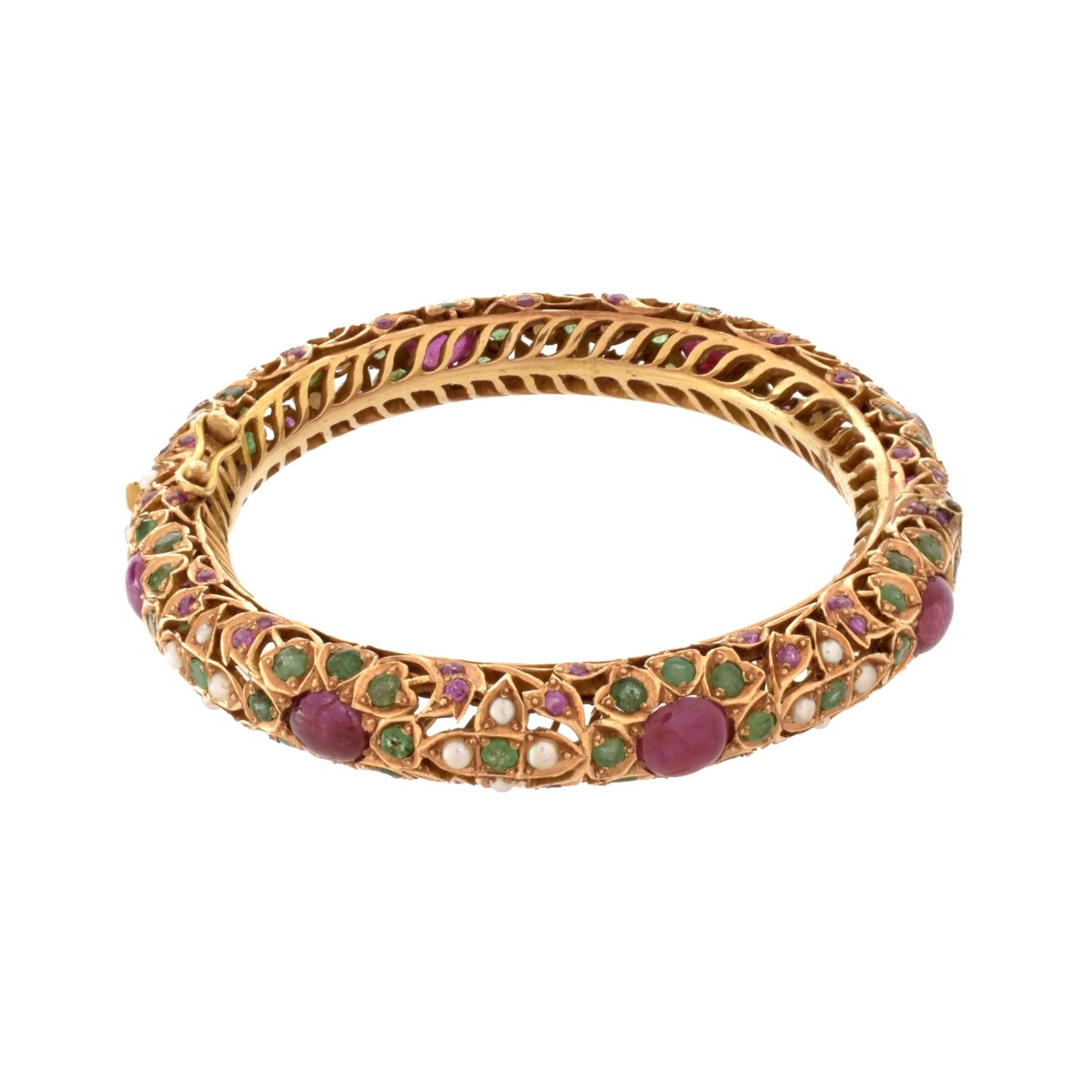 Gemstone and 14K Bangle Bracelet