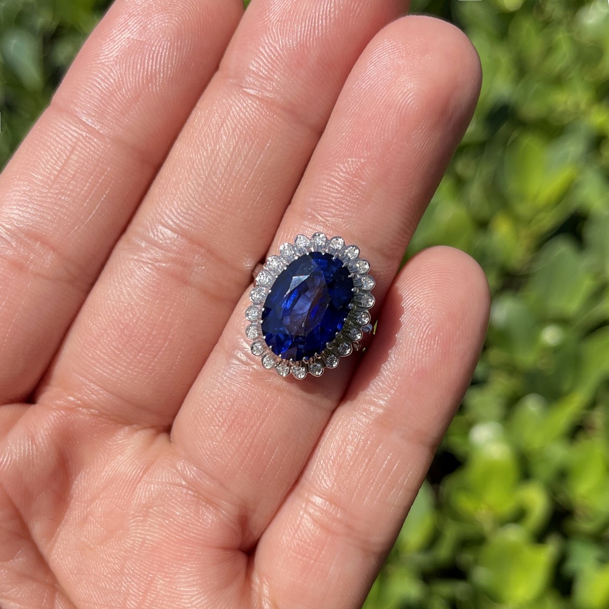 Sapphire, Diamond and 18K Ring