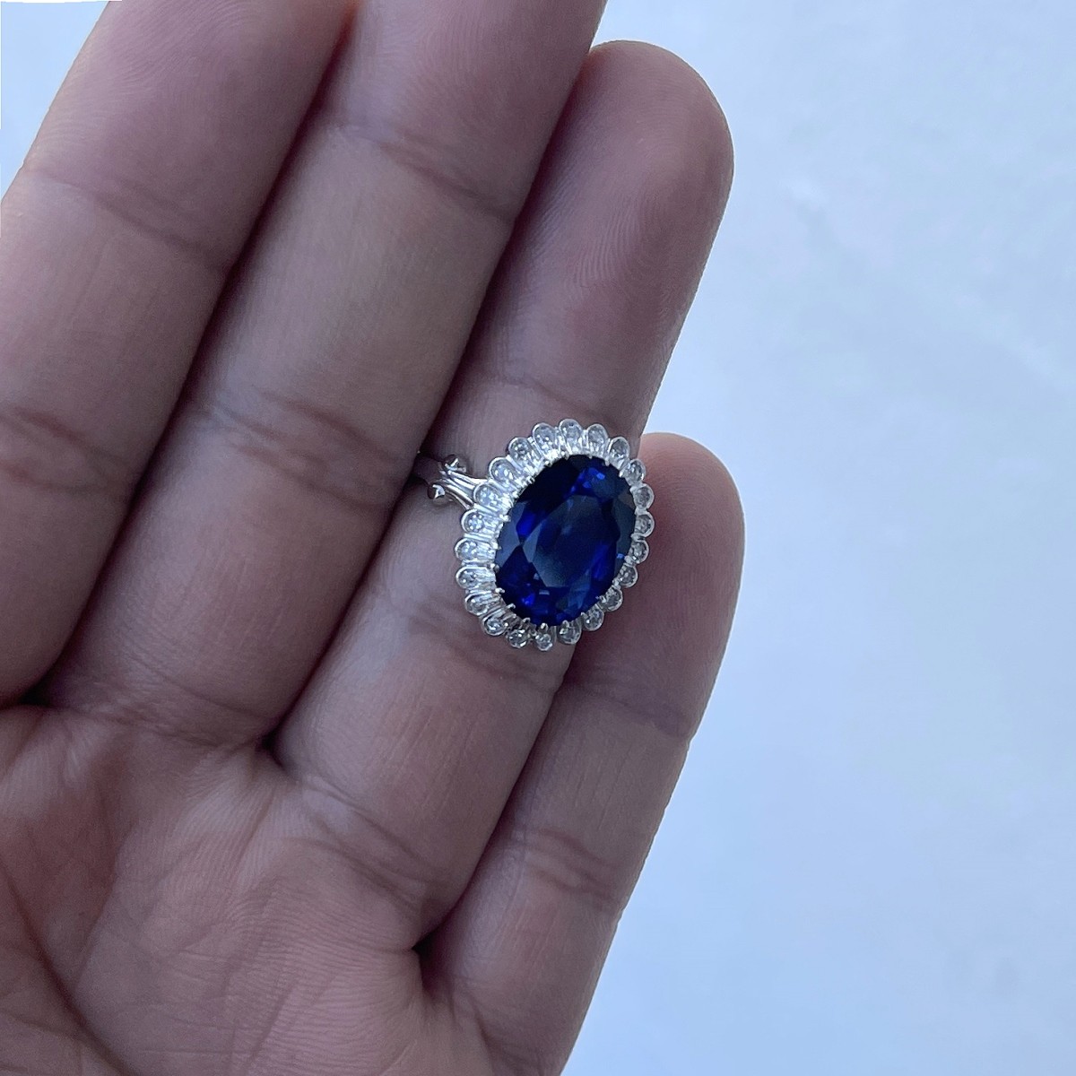 Sapphire, Diamond and 18K Ring