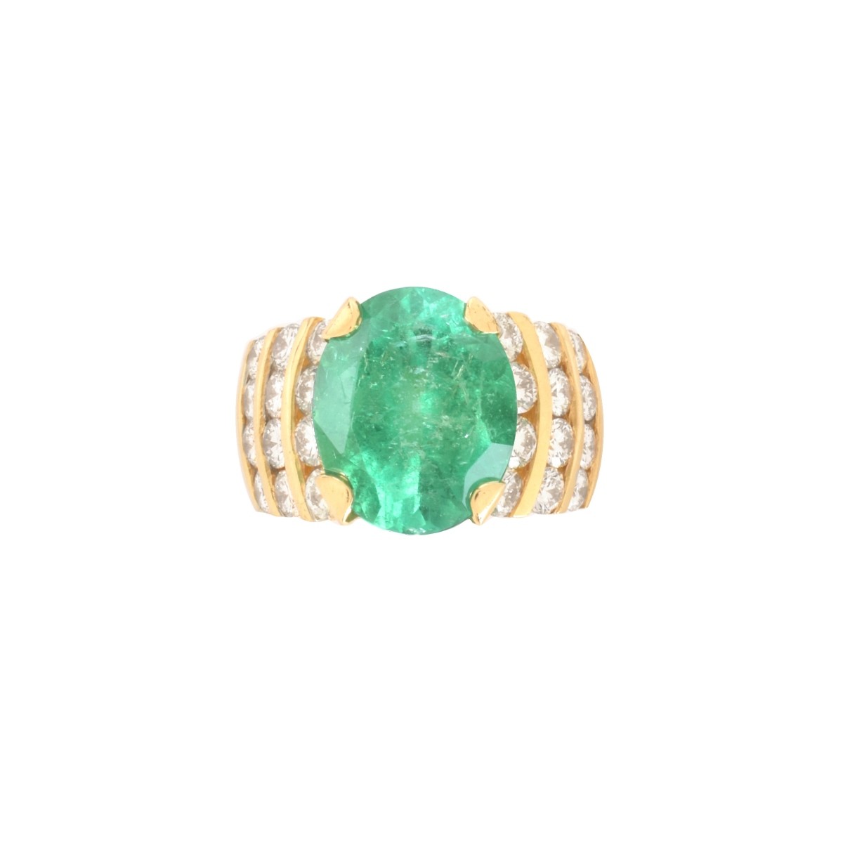 Emerald, Diamond and 18K Ring