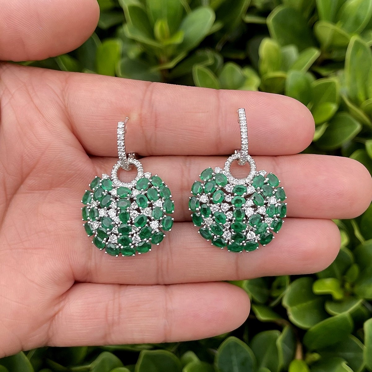 Emerald, Diamond and 18K Earrings