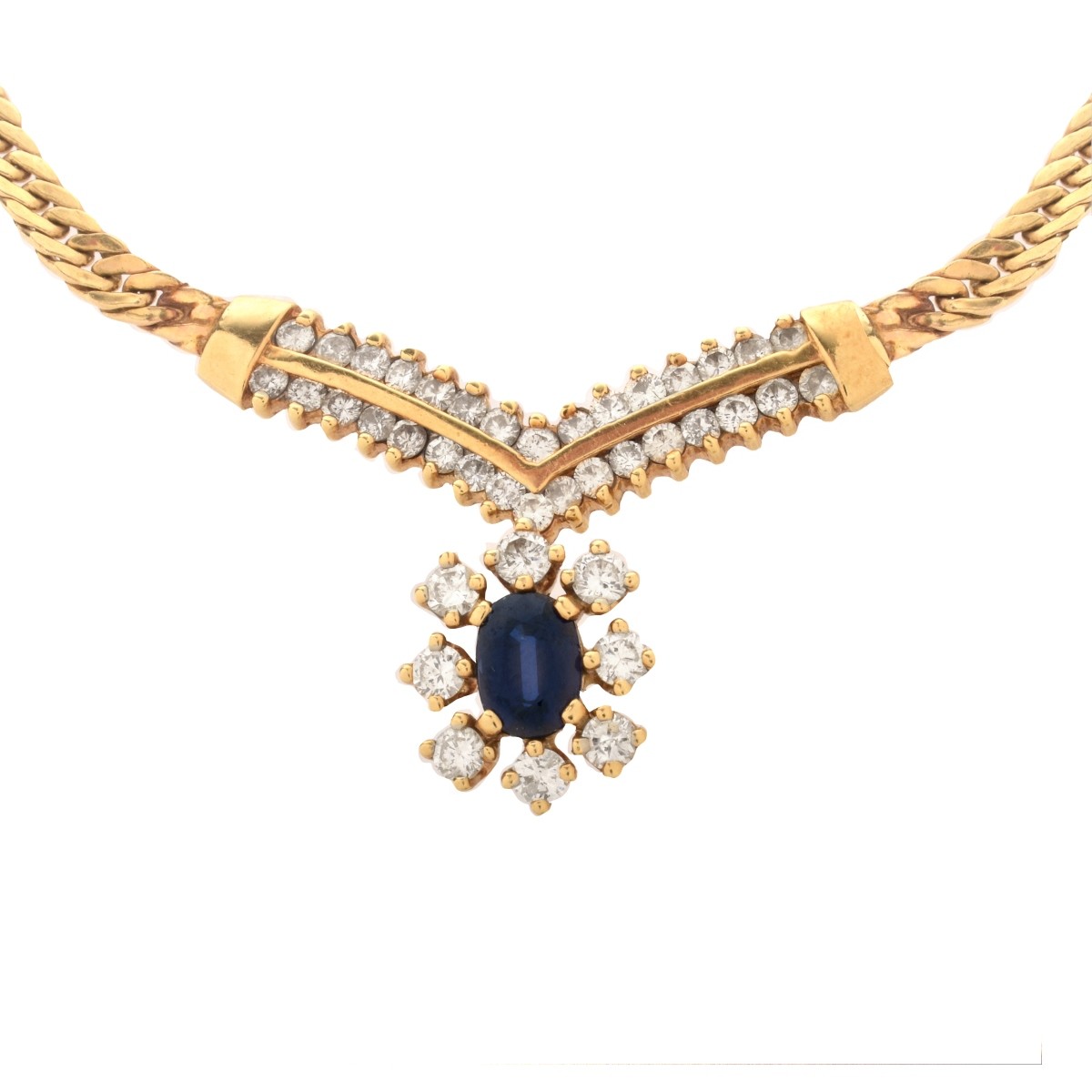 Sapphire, Diamond and 14K Necklace