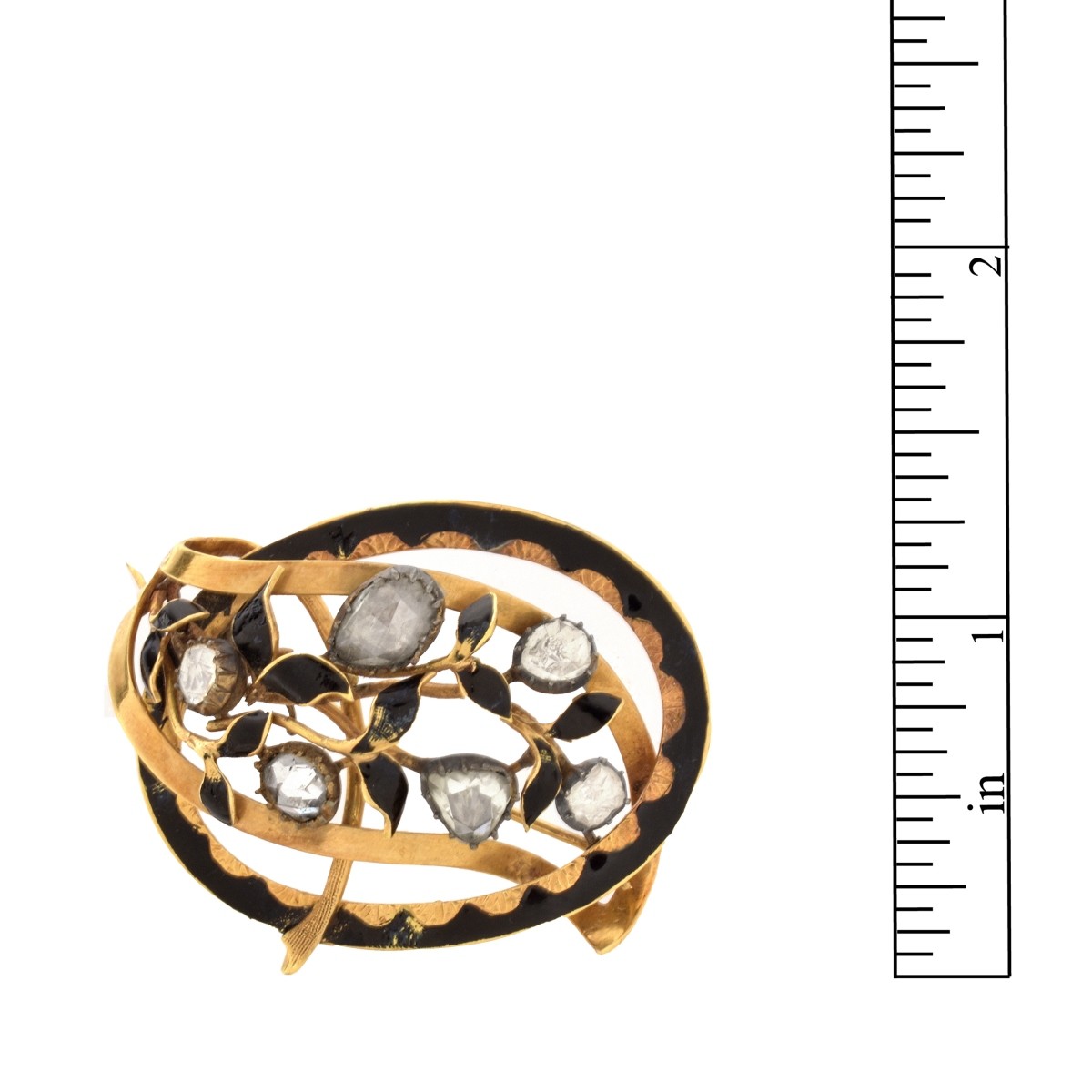 Diamond, Enamel and 18K Brooch