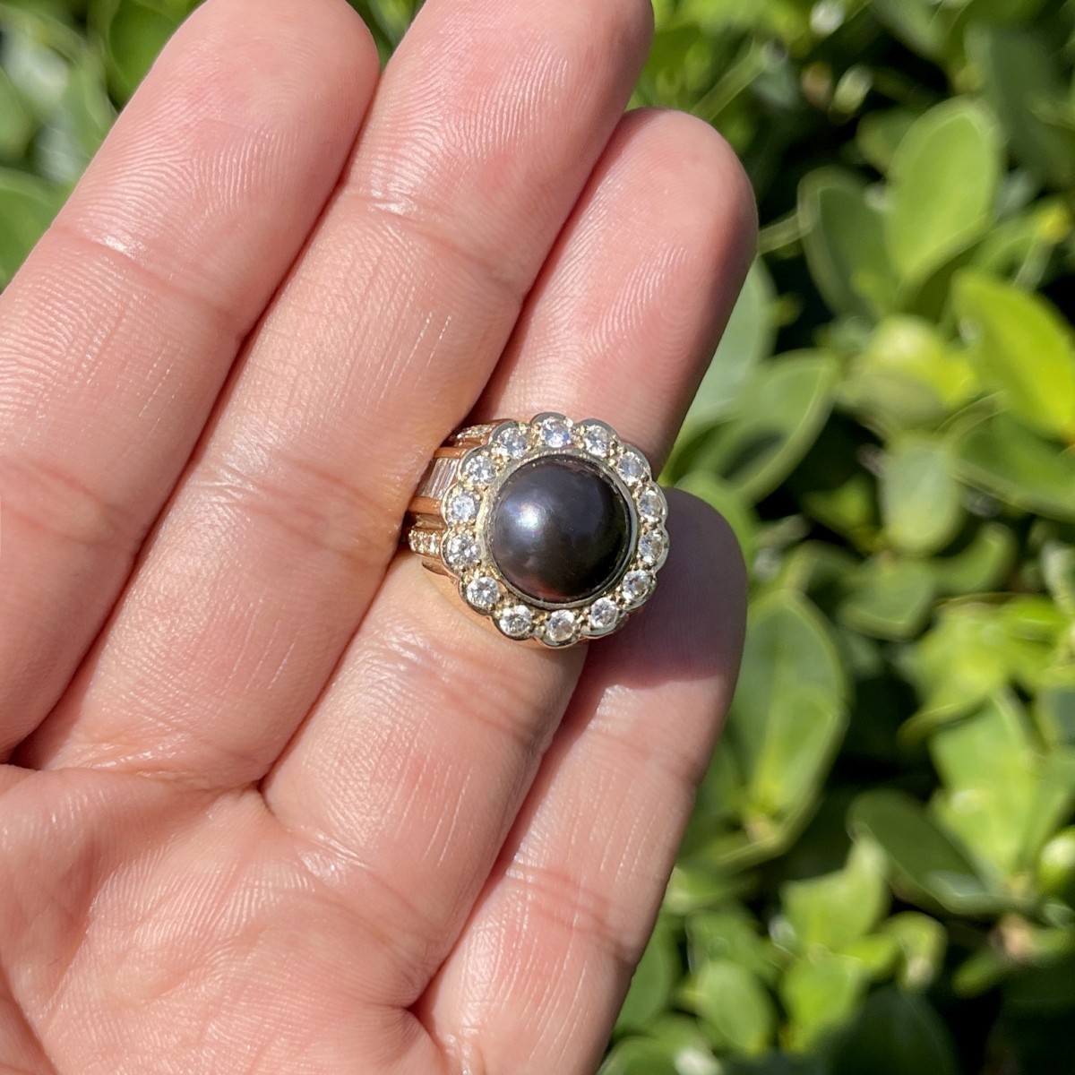 Diamond, Pearl and 14K Ring