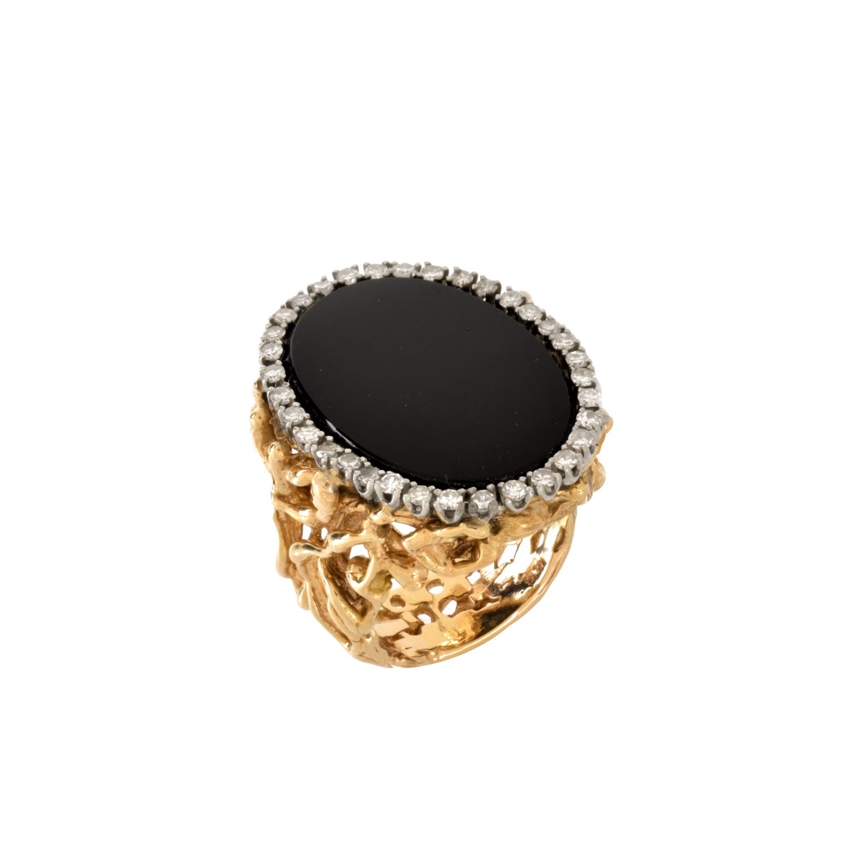 Diamond, Onyx and 14K Ring