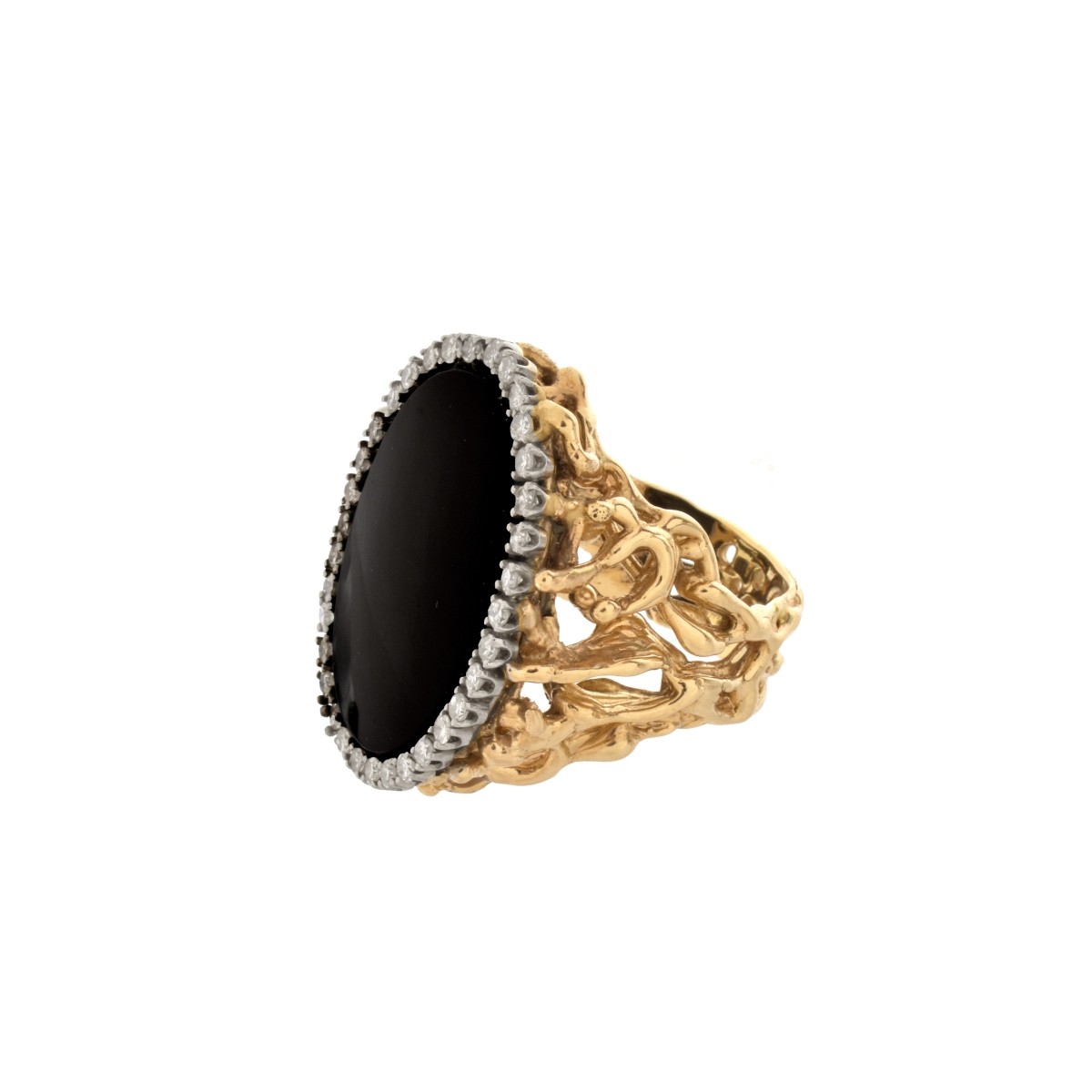 Diamond, Onyx and 14K Ring