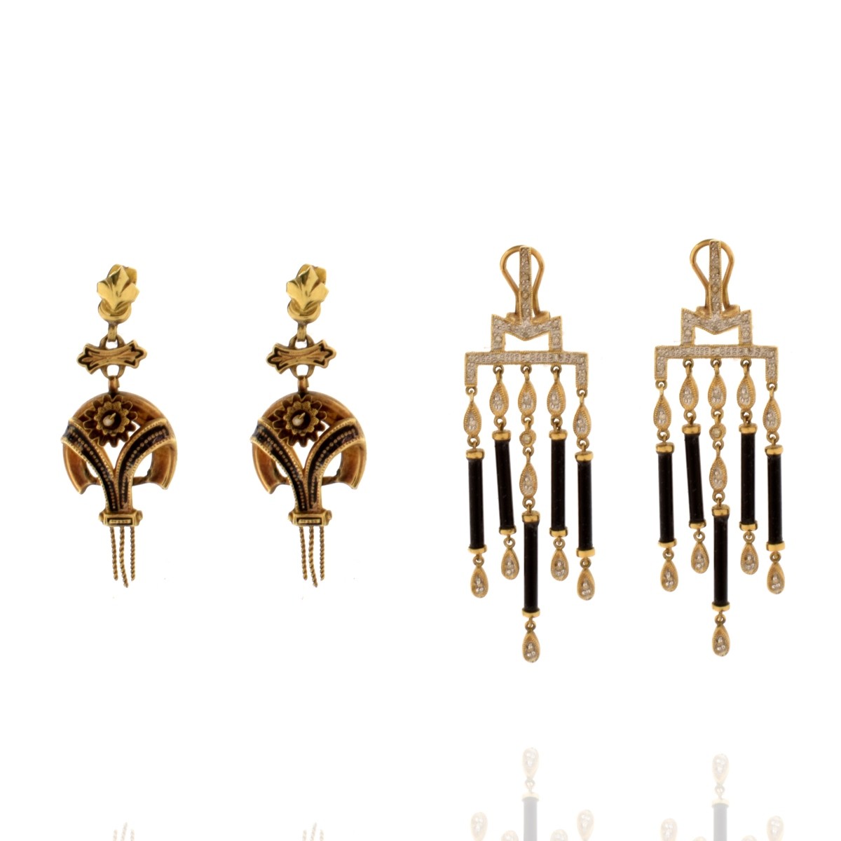 Two Pair Gold Earrings