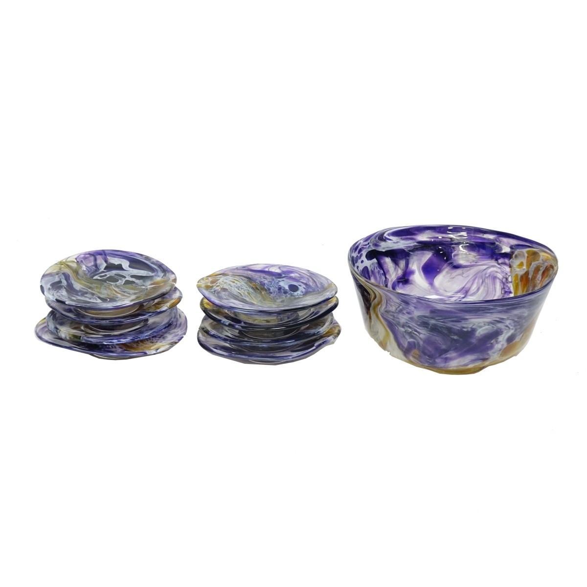 Art Glass Bowl / Plates Set