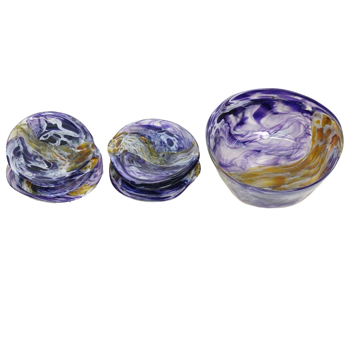 Art Glass Bowl / Plates Set