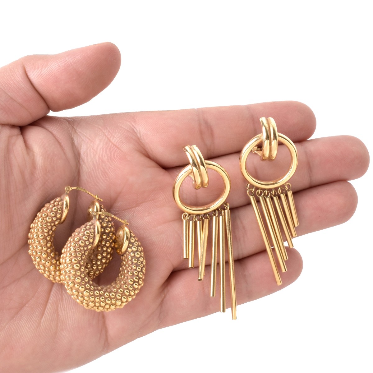 Two Pair Gold Earrings