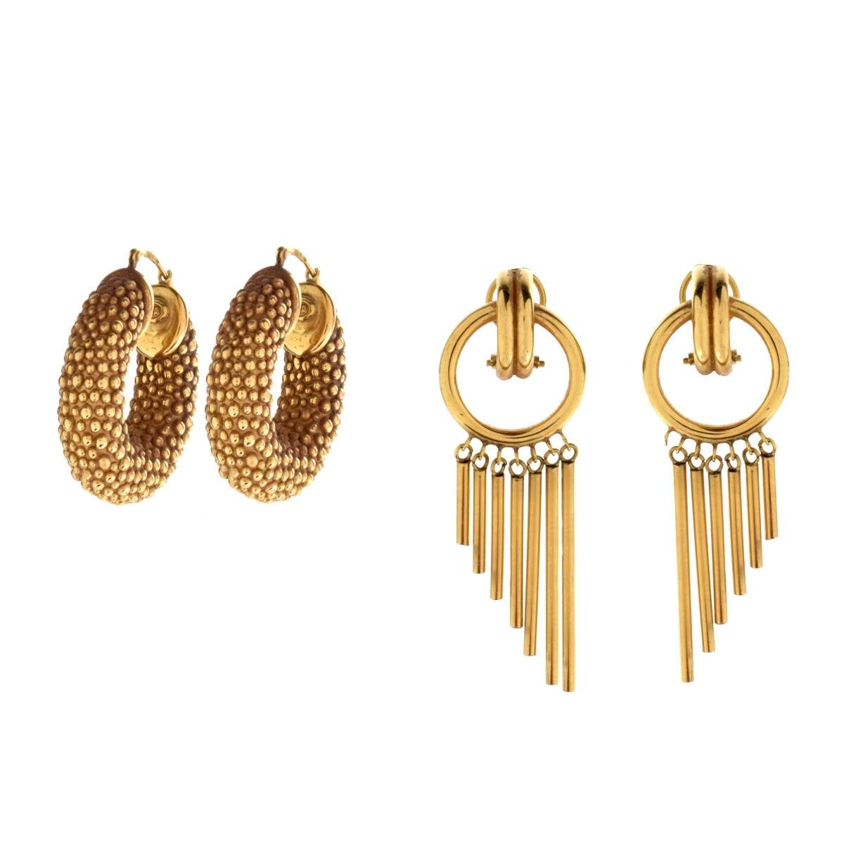 Two Pair Gold Earrings | Kodner Auctions