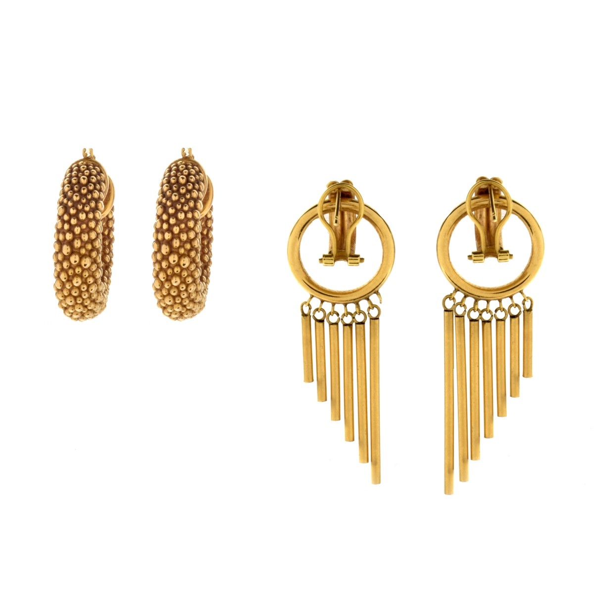 Two Pair Gold Earrings