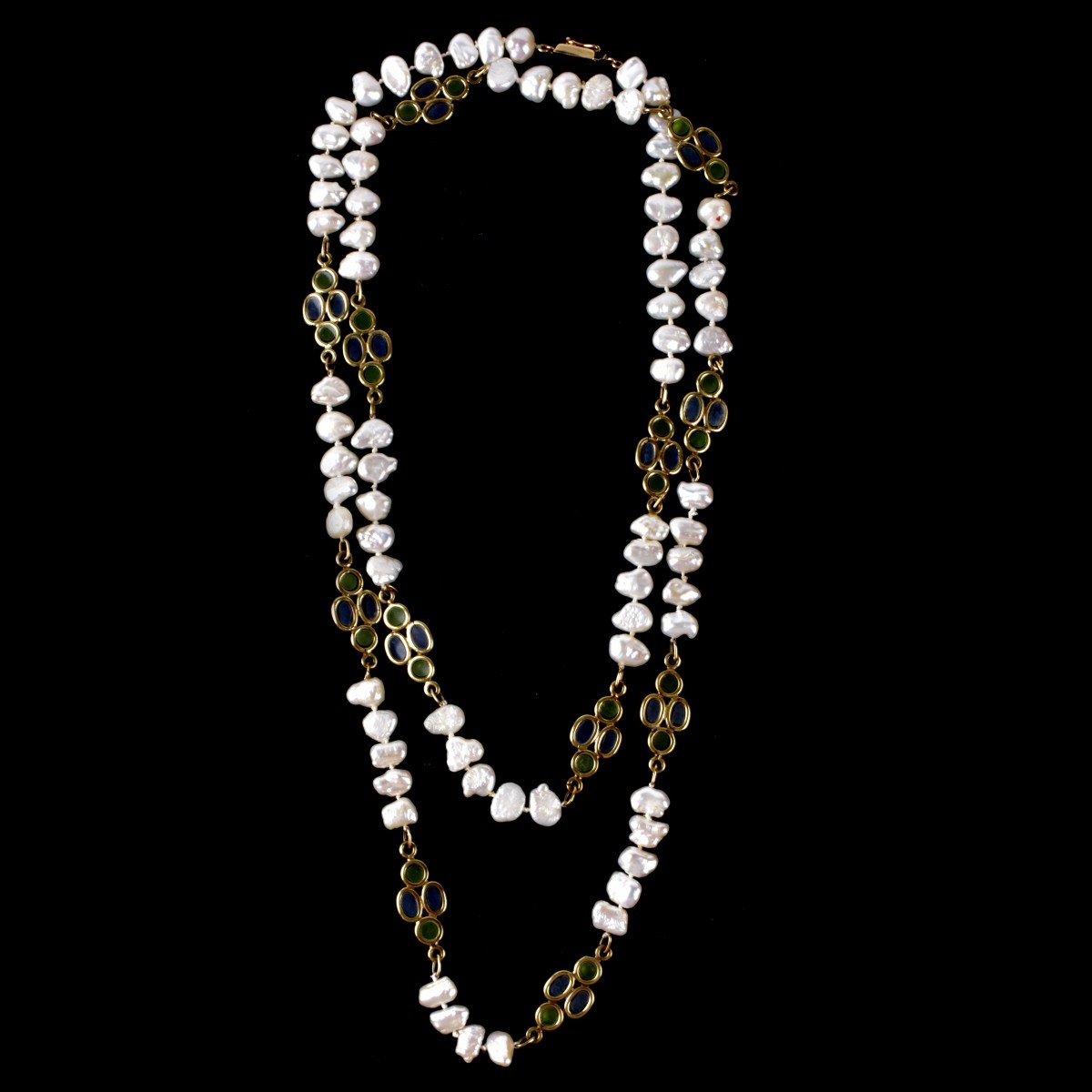 Pearl, Enamel and 14K Necklace