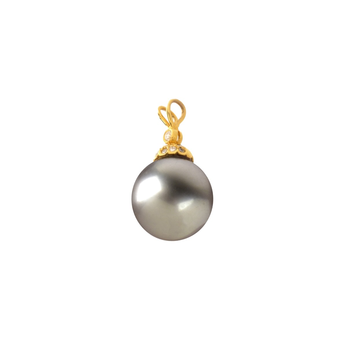 15mm Pearl, Diamond and 14K Pendant