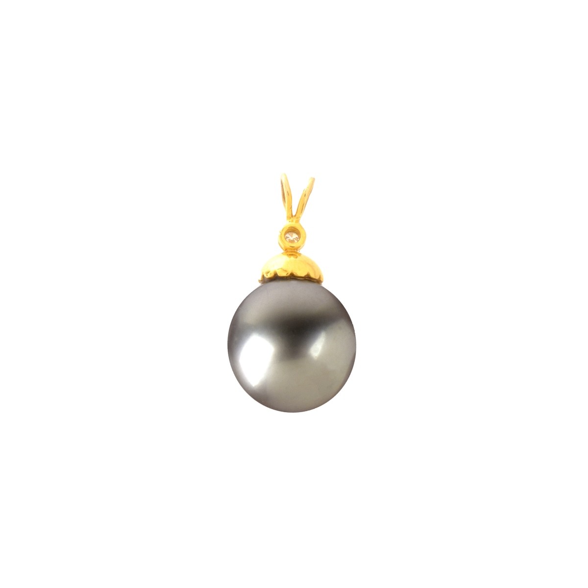 15mm Pearl, Diamond and 14K Pendant