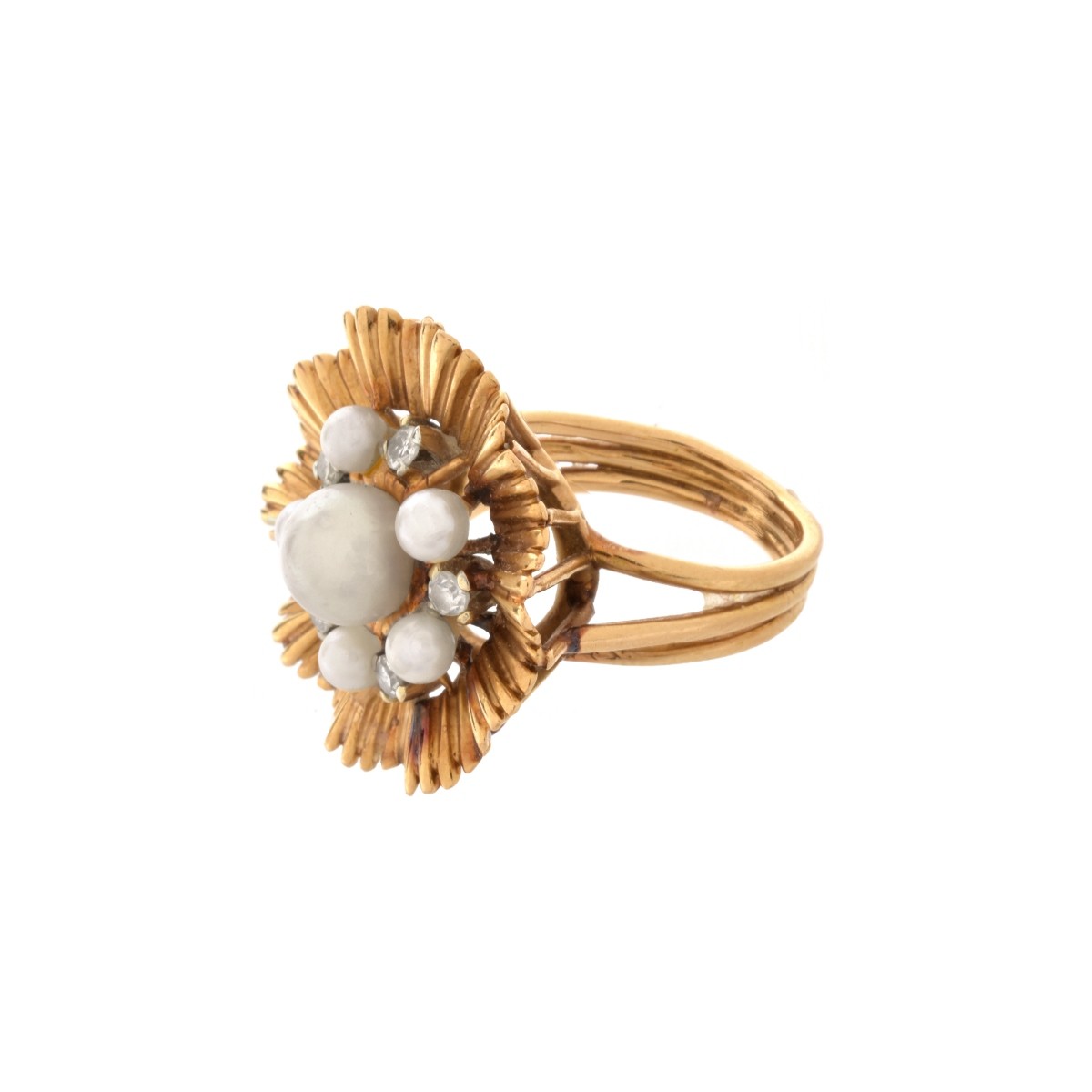 Pearl, Diamond and 18K Ring