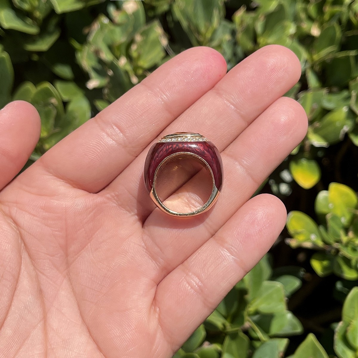 Citrine, Diamond, Enamel and 14K Ring