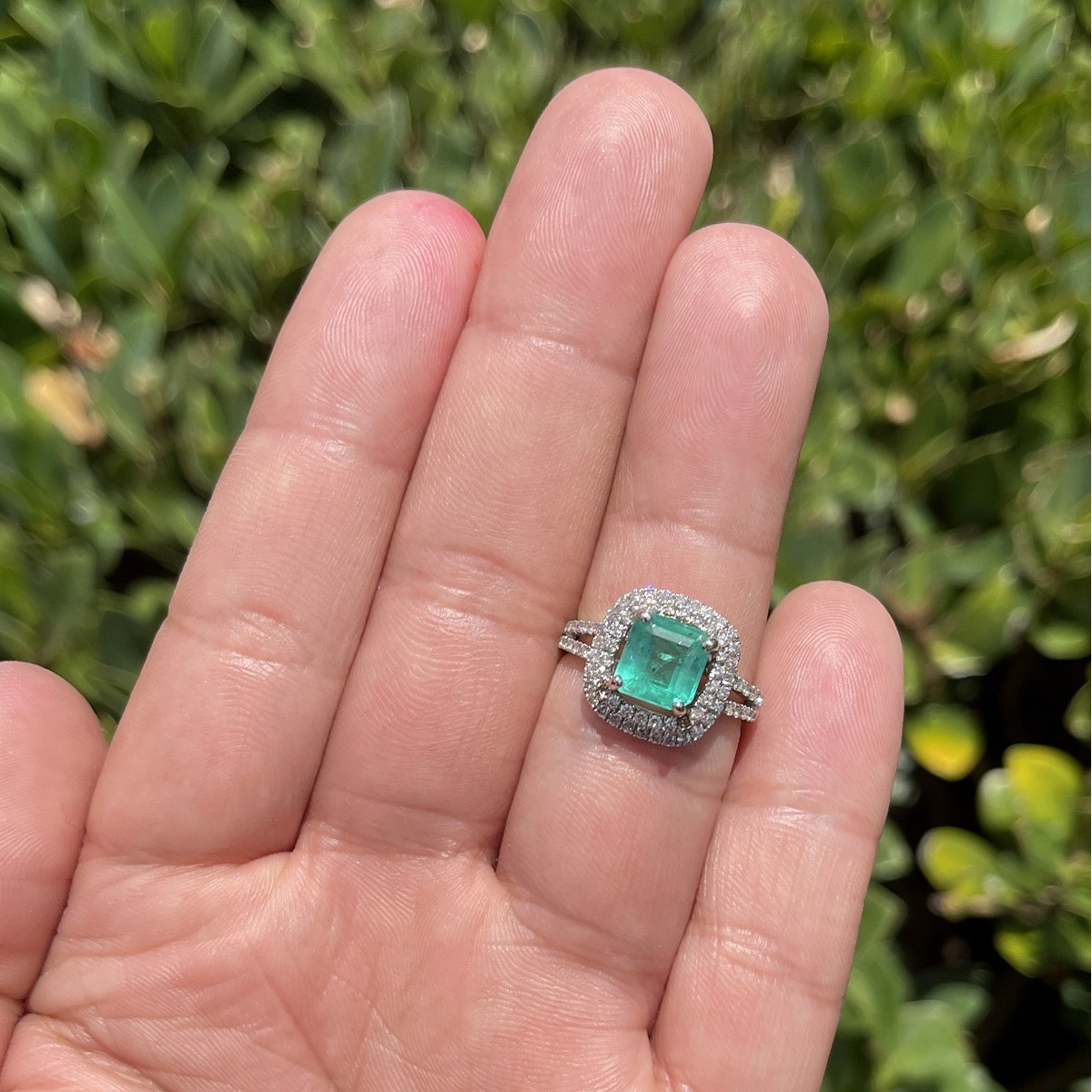 Emerald, Diamond and 14K Ring