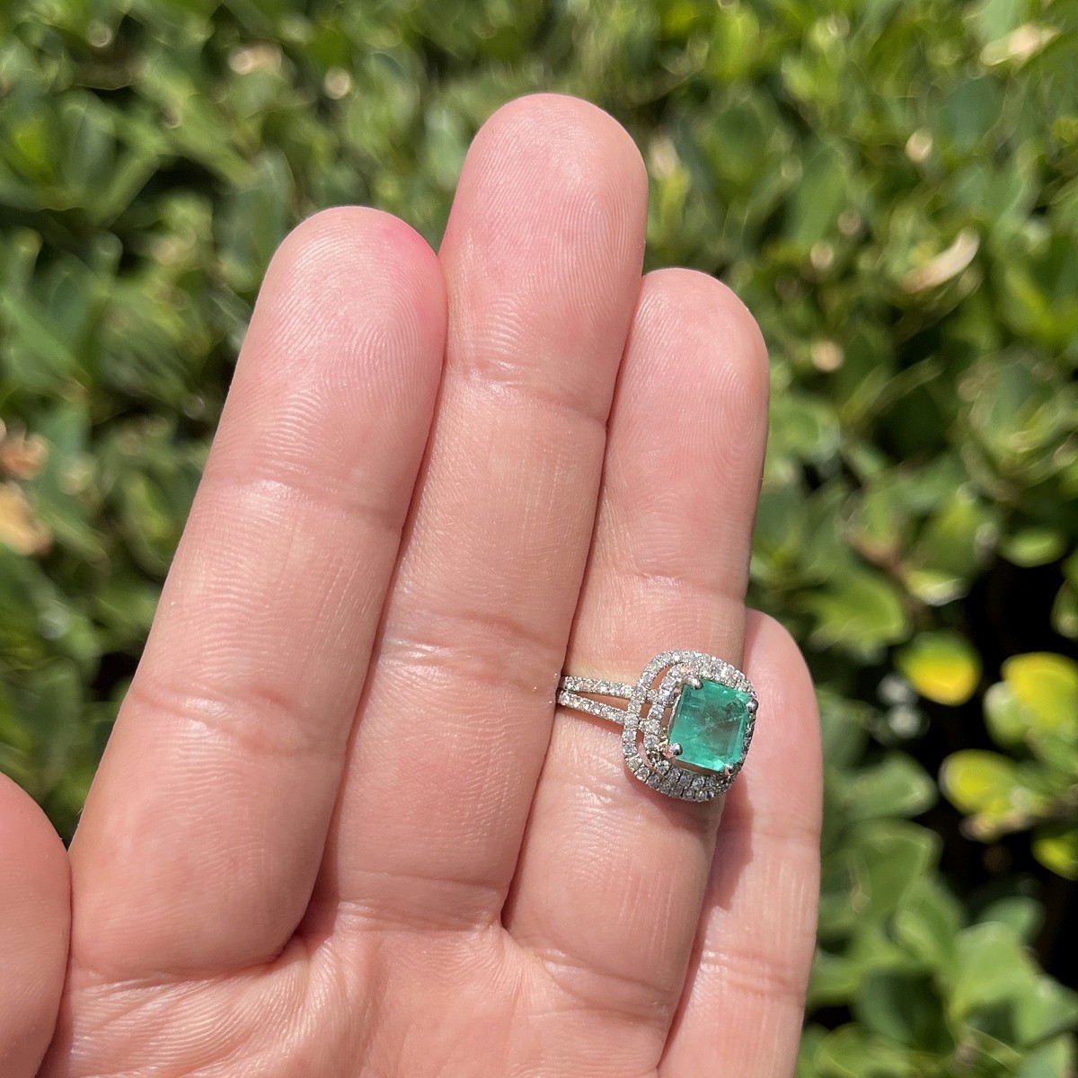 Emerald, Diamond and 14K Ring