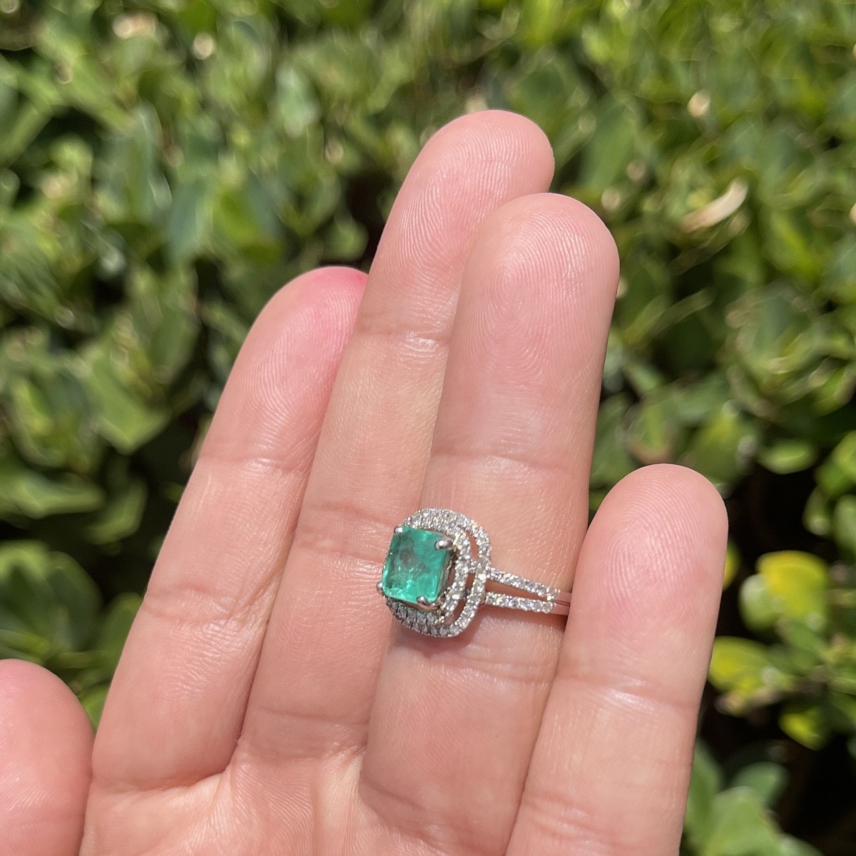 Emerald, Diamond and 14K Ring