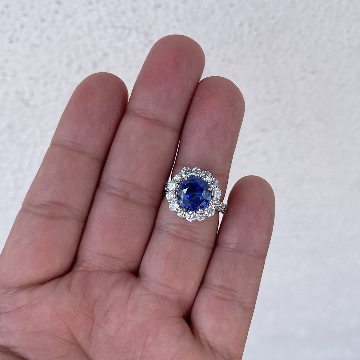 Sapphire, Diamond and Platinum Ring