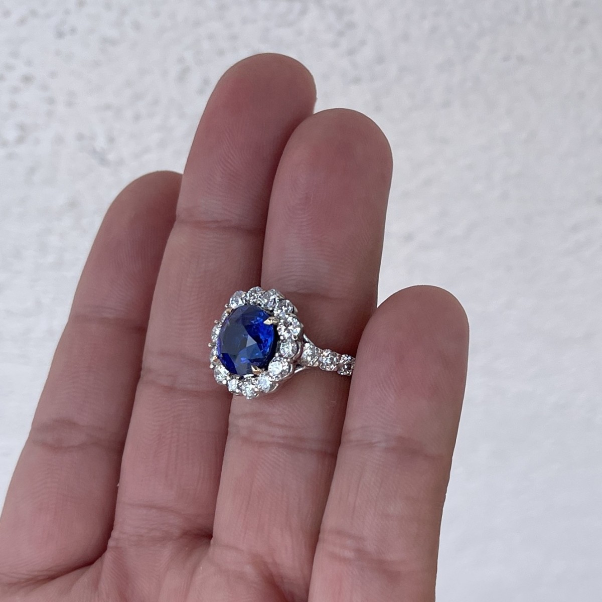 Sapphire, Diamond and Platinum Ring