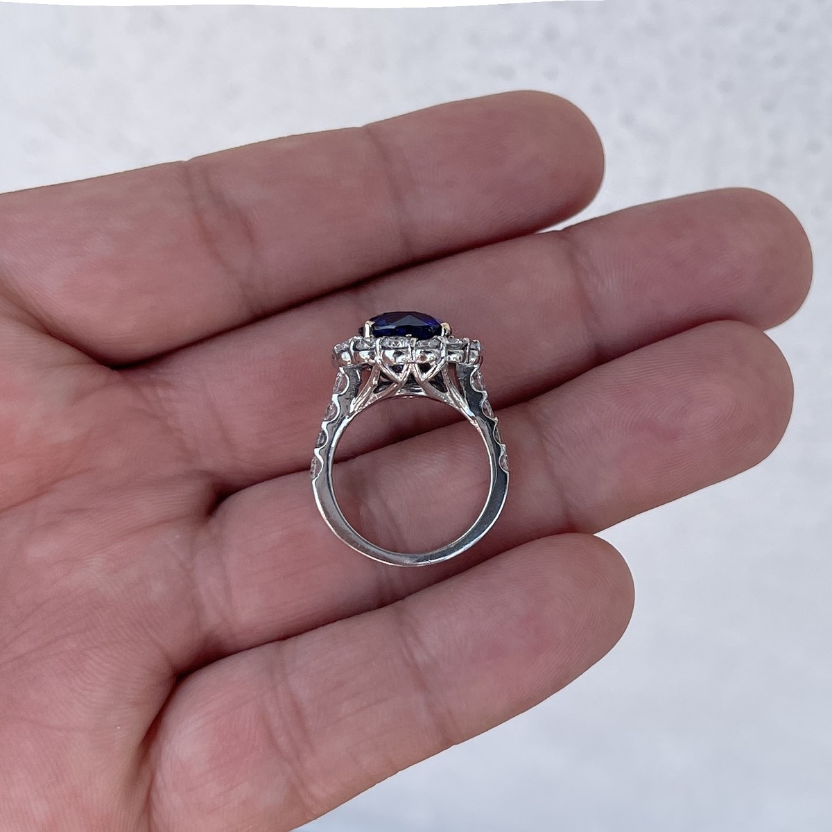 Sapphire, Diamond and Platinum Ring