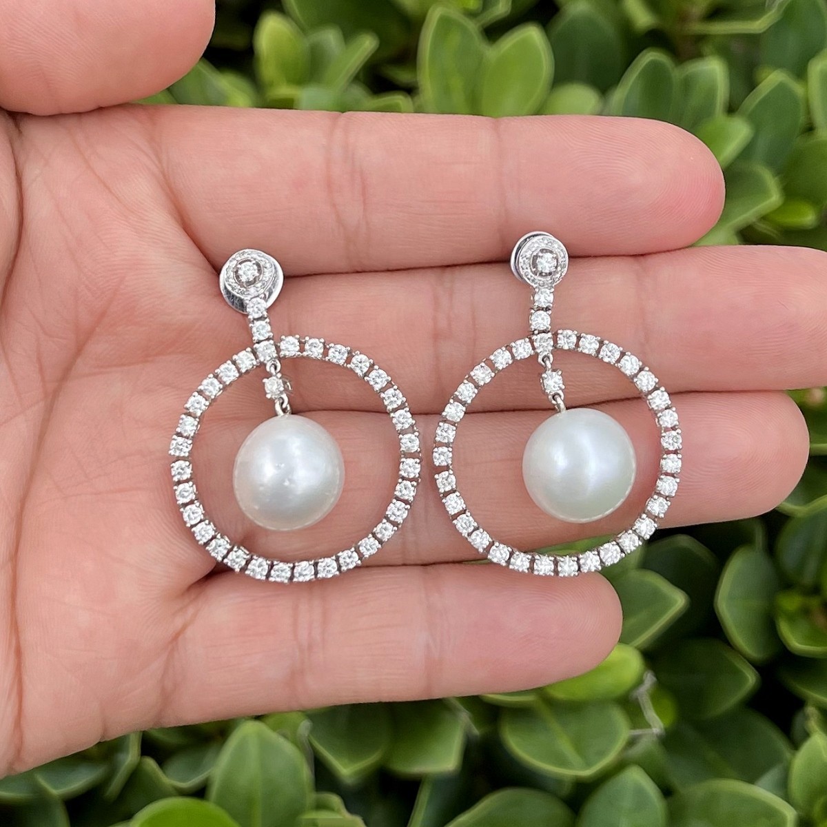 Diamond, Pearl and 18K Earrings