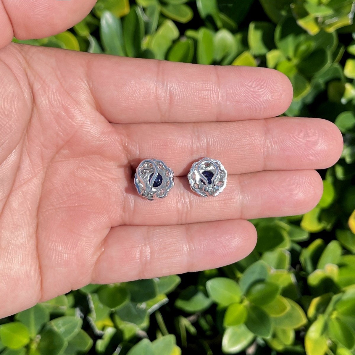 Sapphire, Diamond and Platinum Earrings