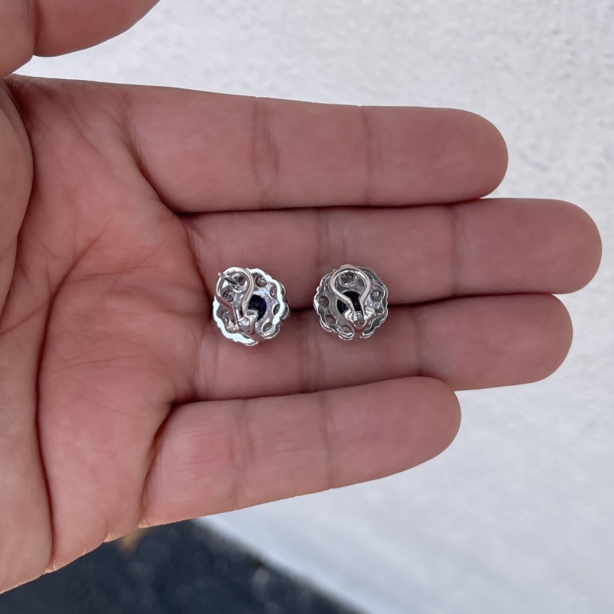 Sapphire, Diamond and Platinum Earrings