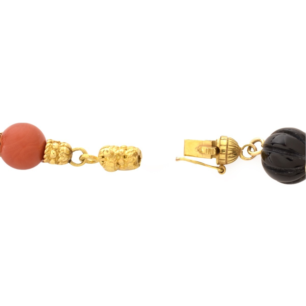 Fred Paris Onyx, Coral and 18K Necklace