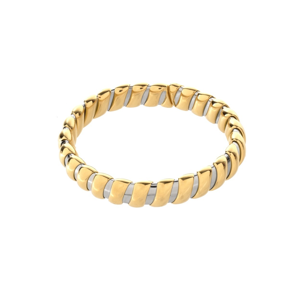 Bulgari 18K and Steel Tubogas Bracelet