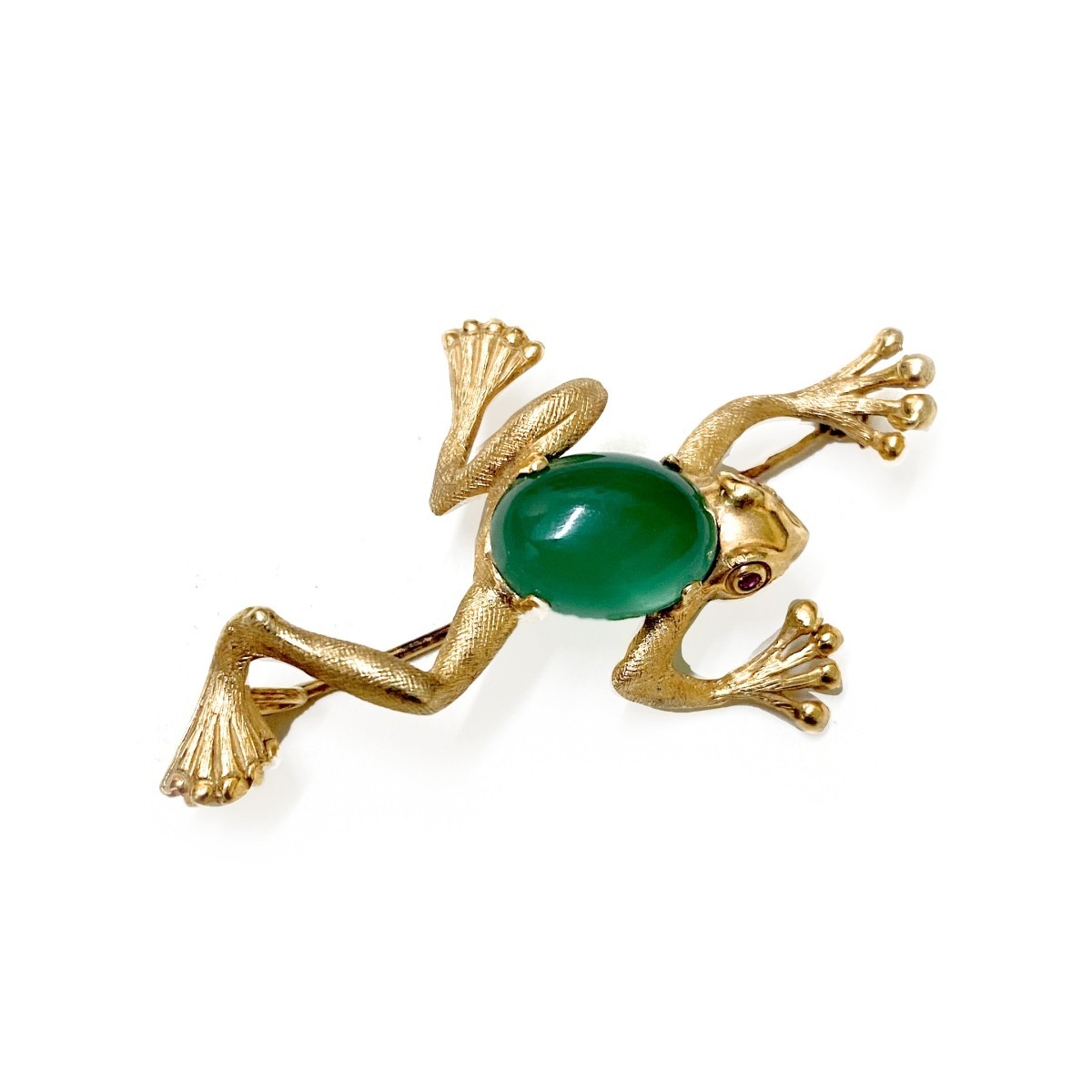 Chrysoprase and 14K Brooch