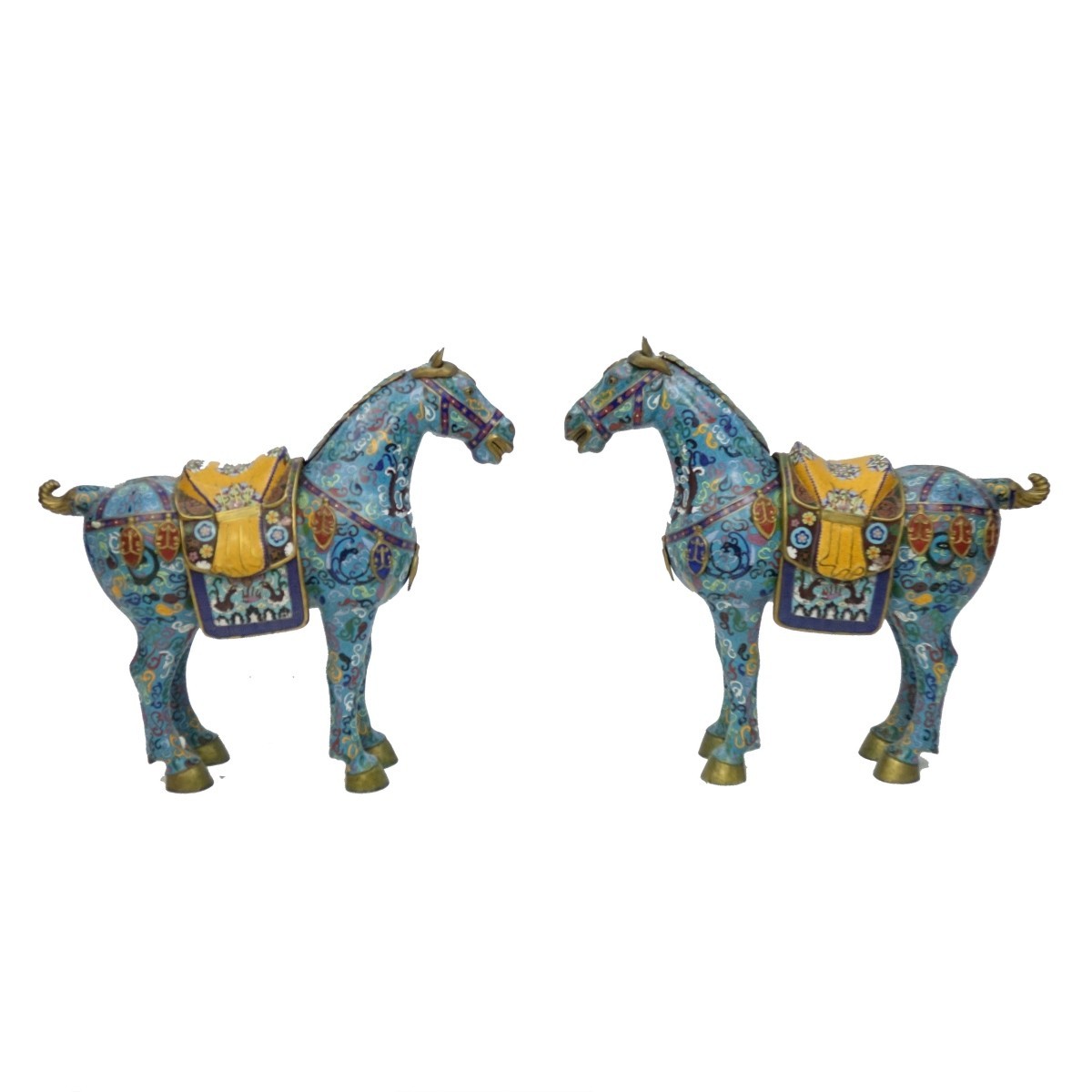 Chinese Cloisonne Enamel Horses