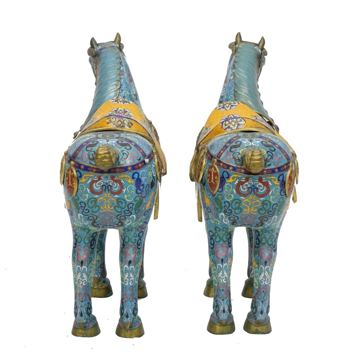 Chinese Cloisonne Enamel Horses