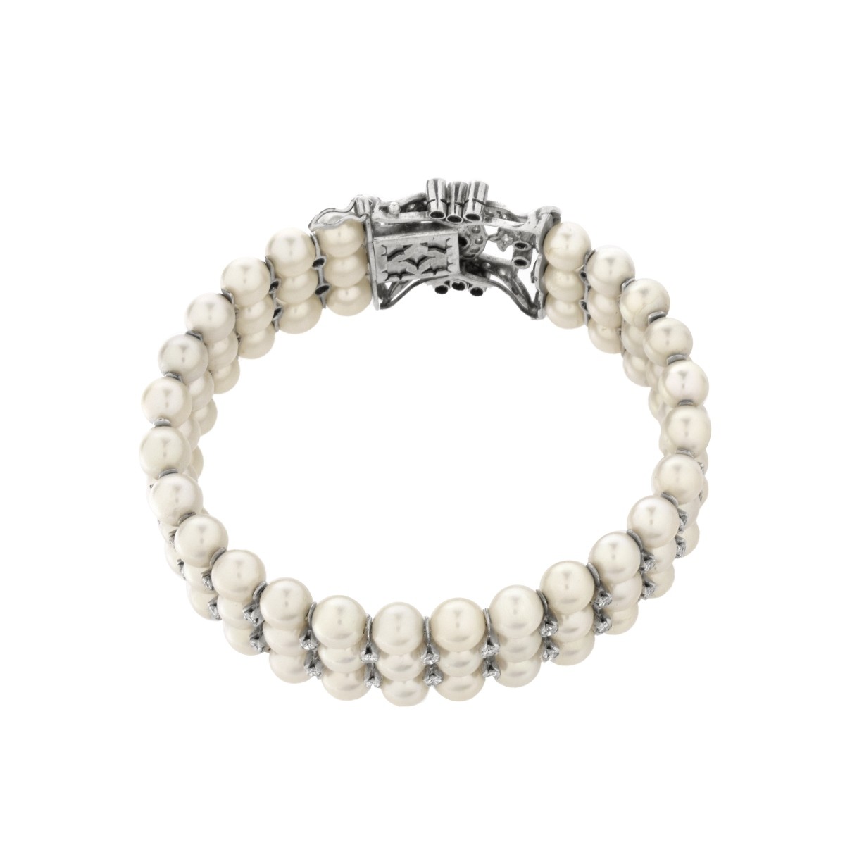 Diamond, Pearl and 18K Bracelet