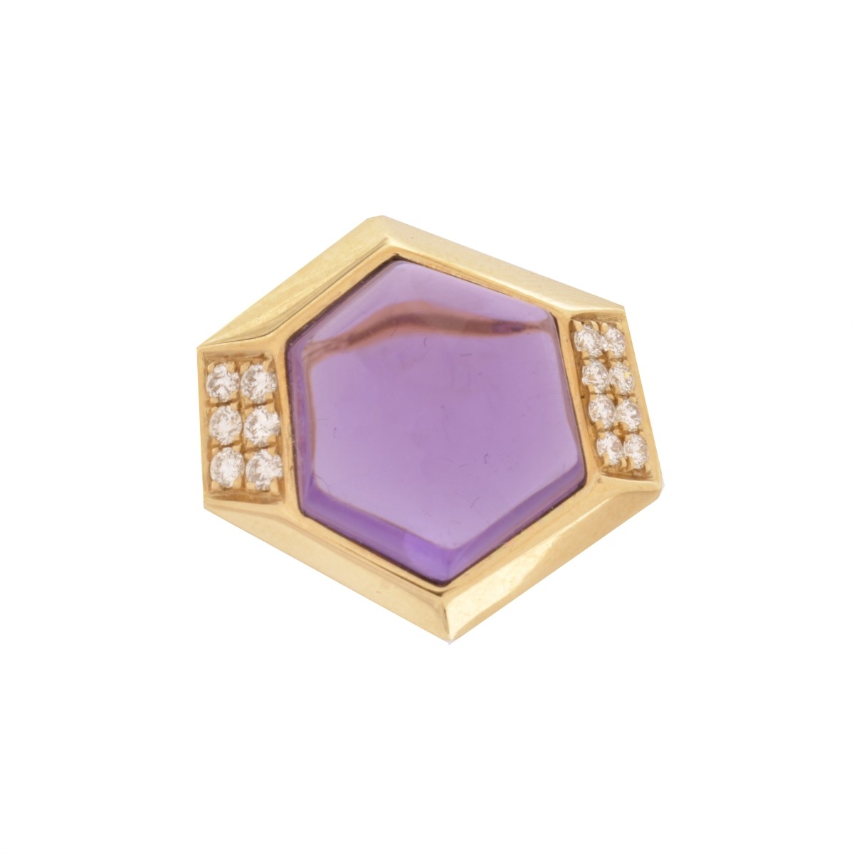 Amethyst, Diamond and 14K Ring