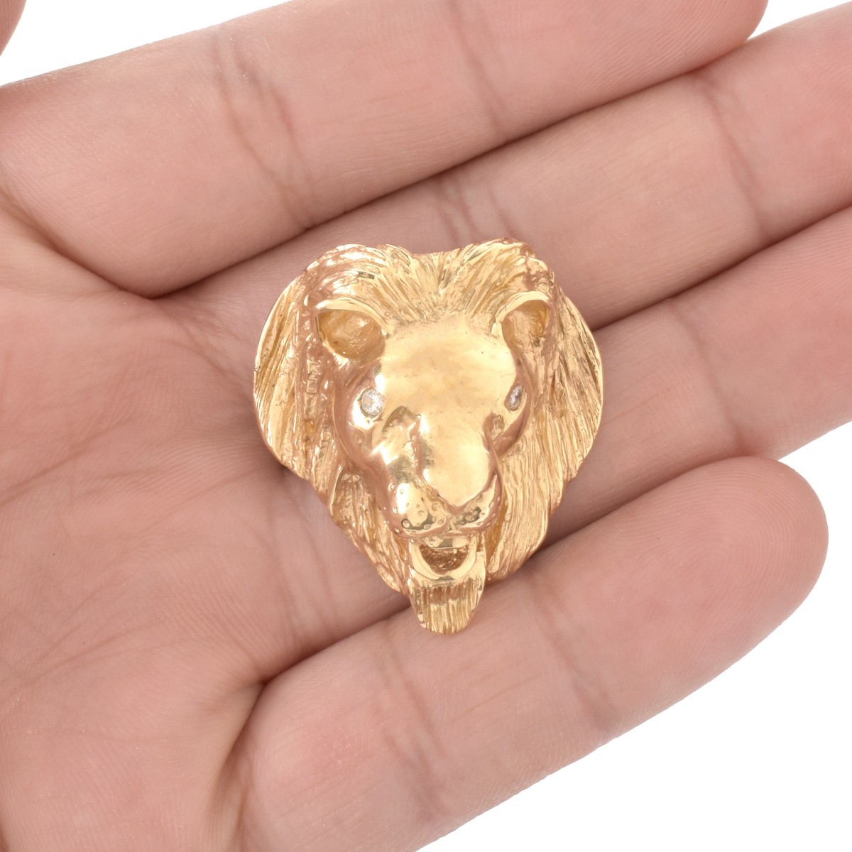 14K and Diamond Lion Brooch