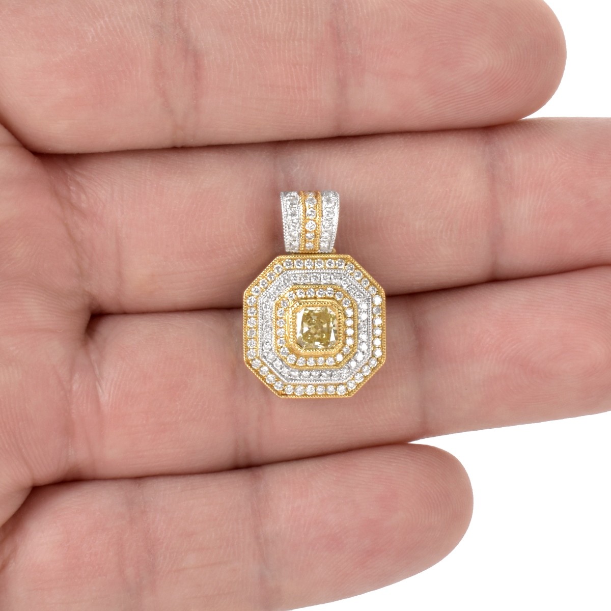 Fancy Diamond and 18K Pendant