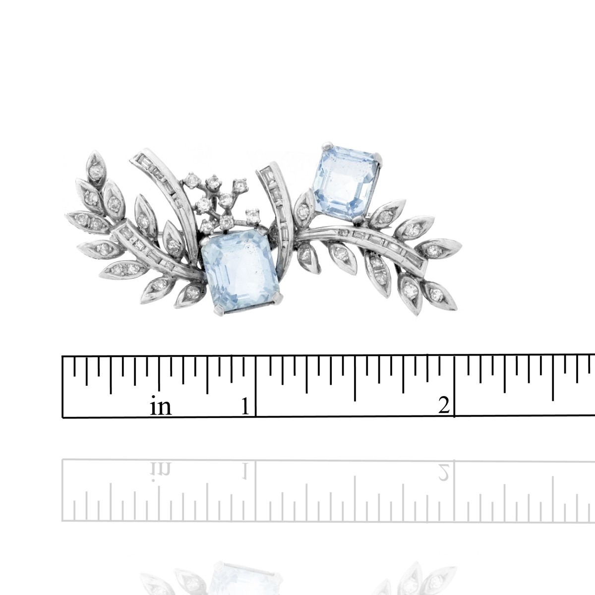 Aquamarine, Diamond and 14K Brooch