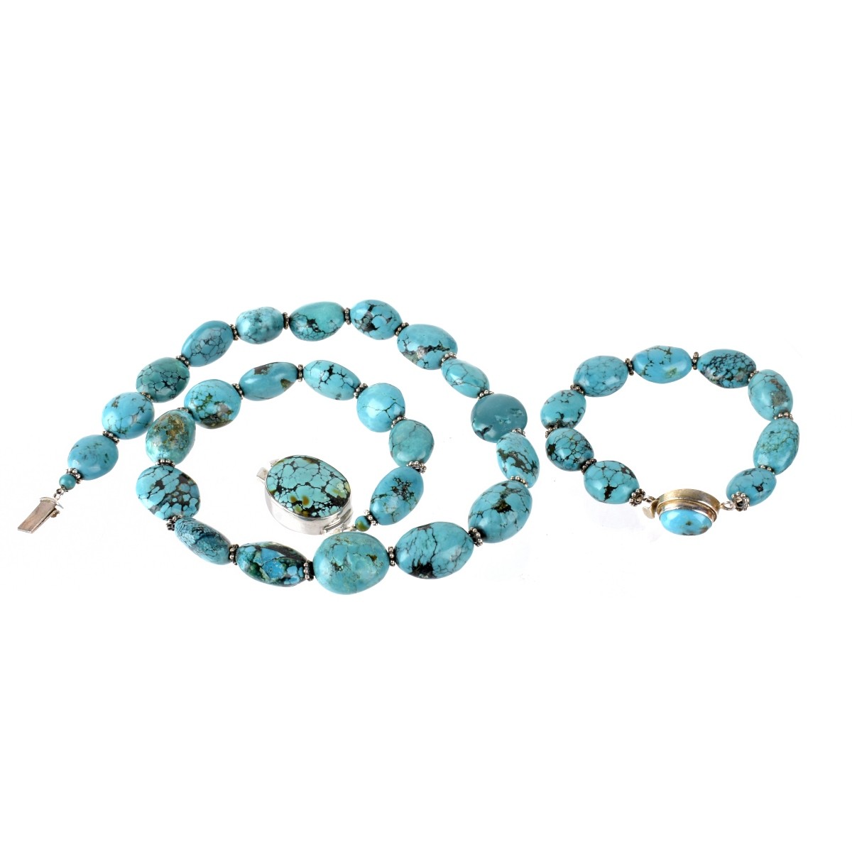 Turquoise and Silver Necklace and Bracelet