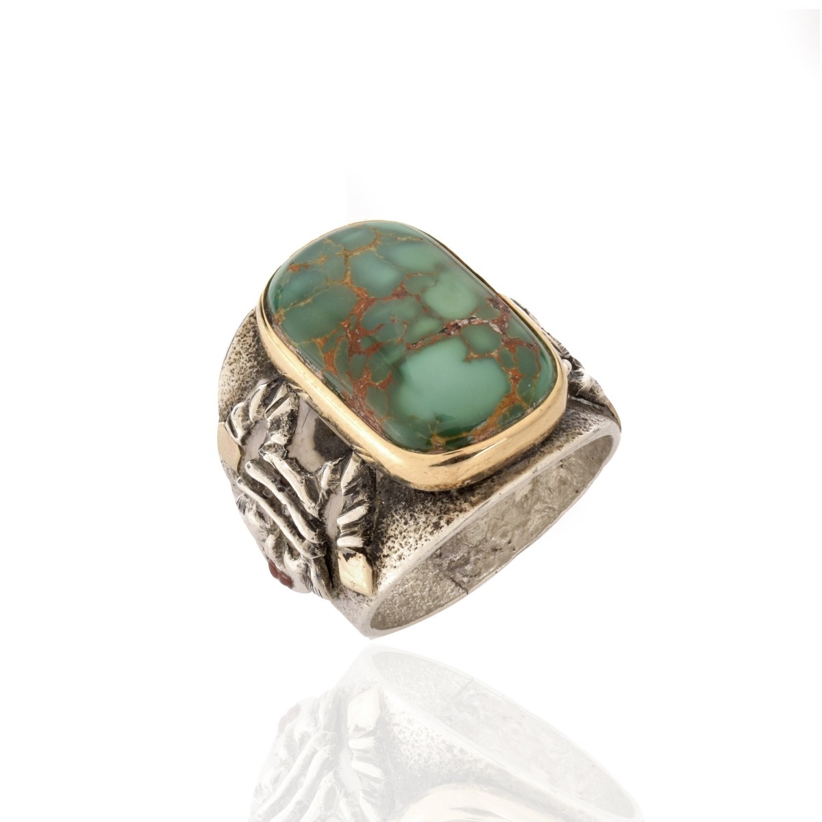 14K, Turquoise and Silver Ring