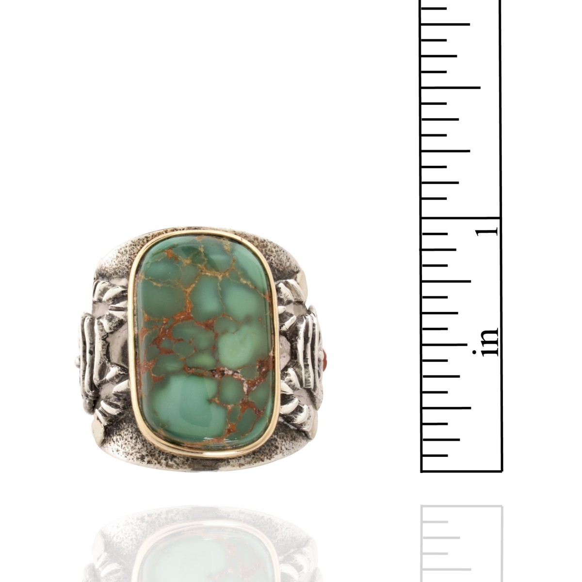 14K, Turquoise and Silver Ring