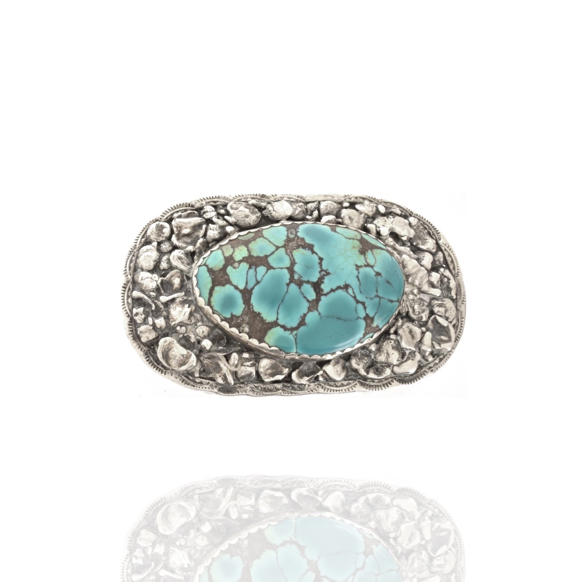 Turquoise and Silver Belt Buckle