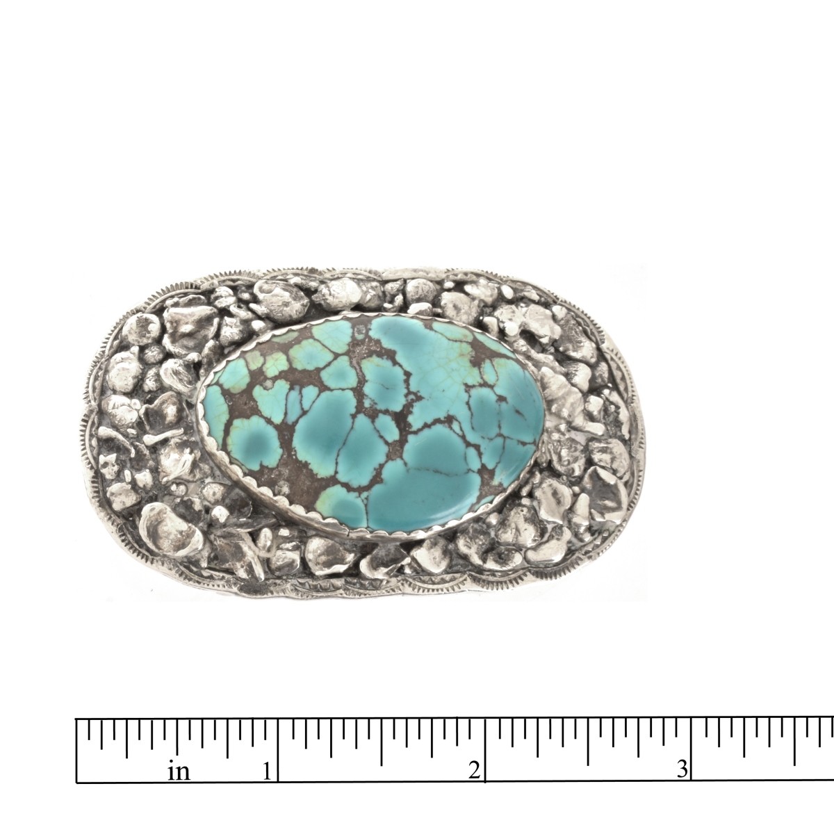 Turquoise and Silver Belt Buckle