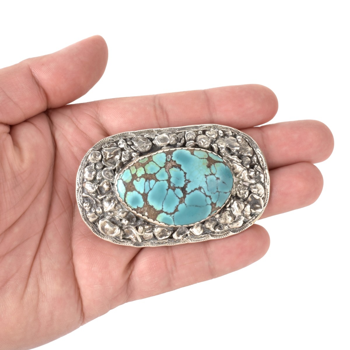 Turquoise and Silver Belt Buckle