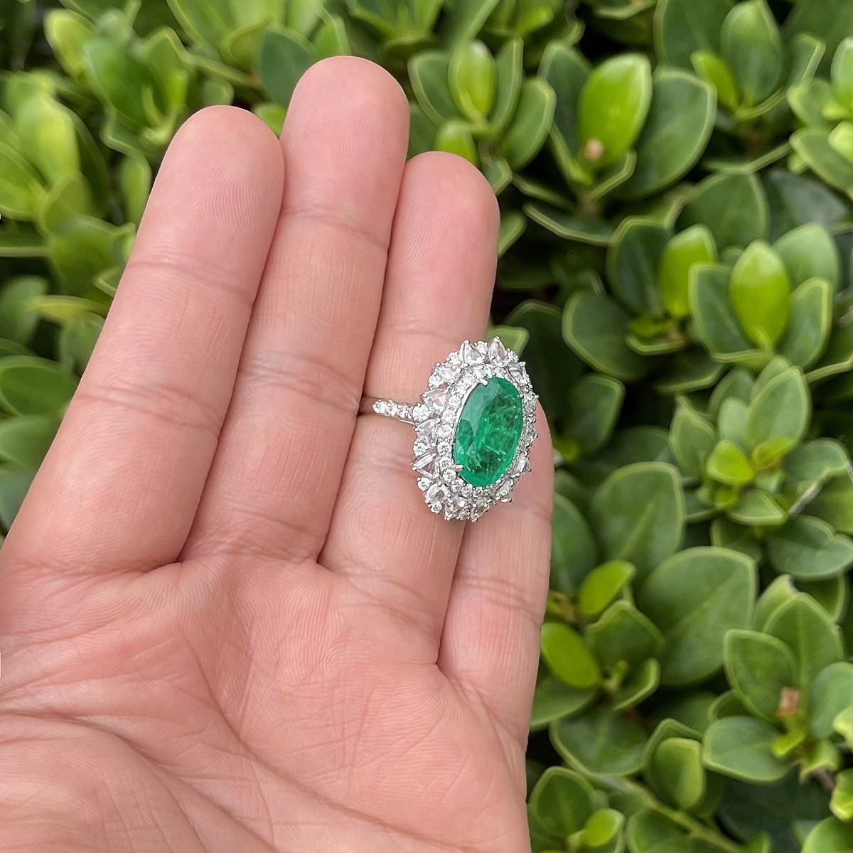 Emerald, Diamond and 18K Ring